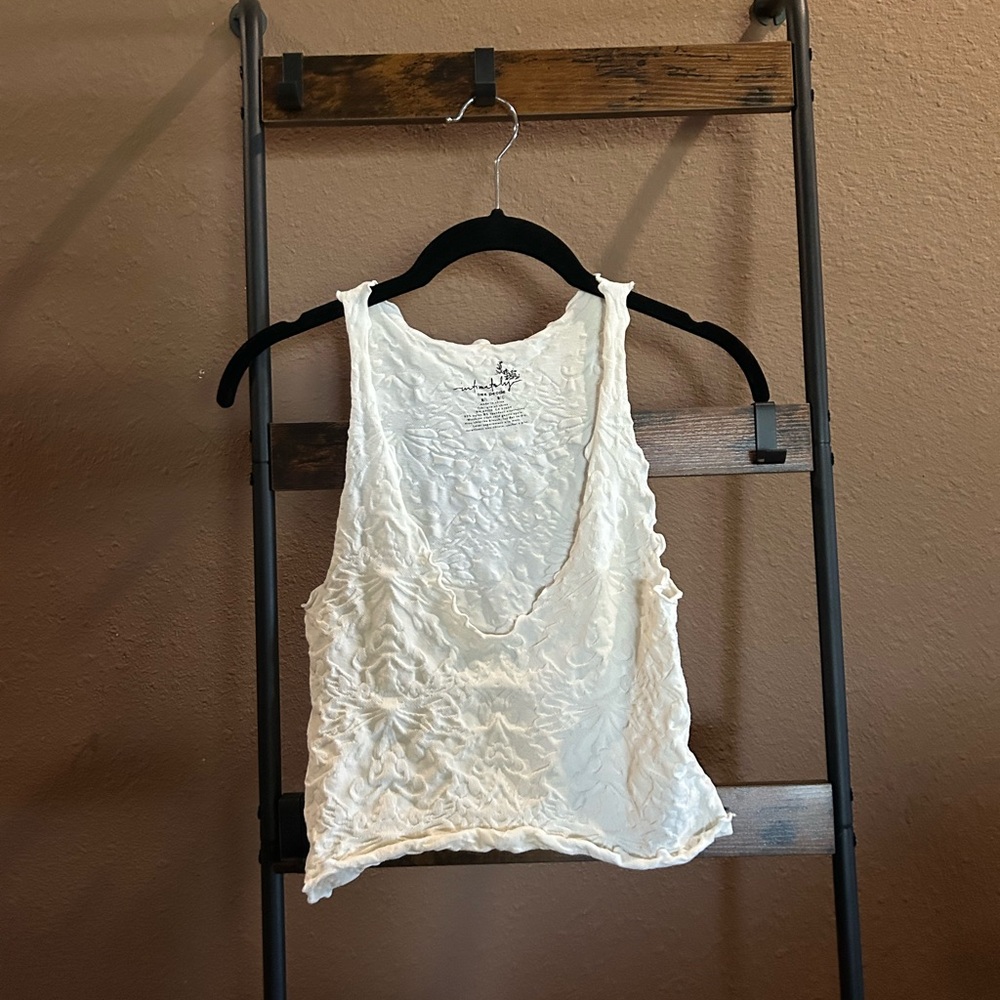 Free People Cream Sleeveless Crop Tank Top